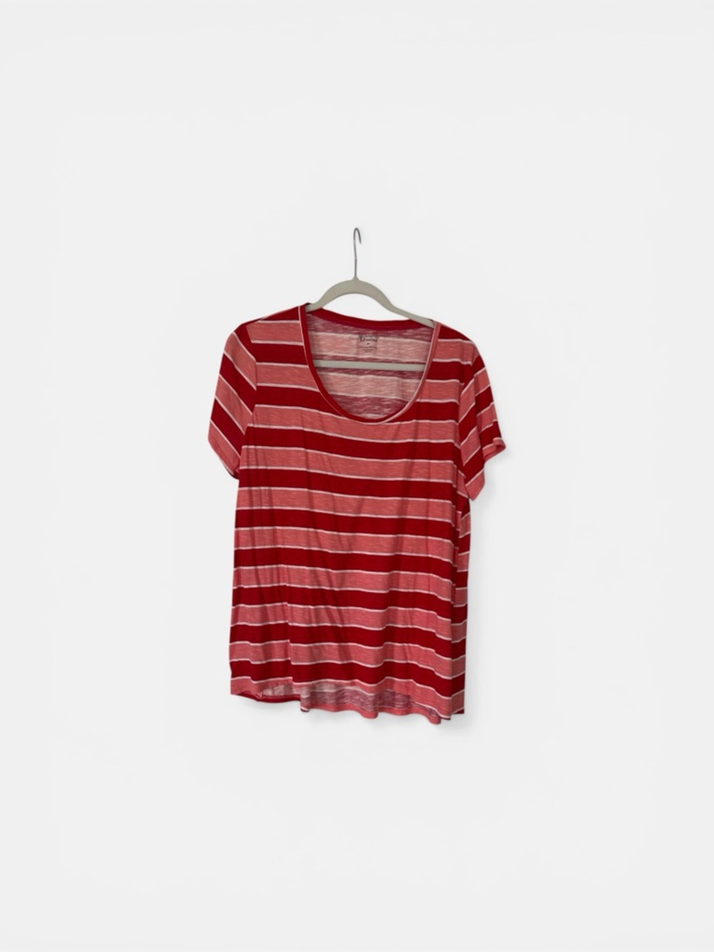 New Directions Red and White Striped Scoop Neck Tee